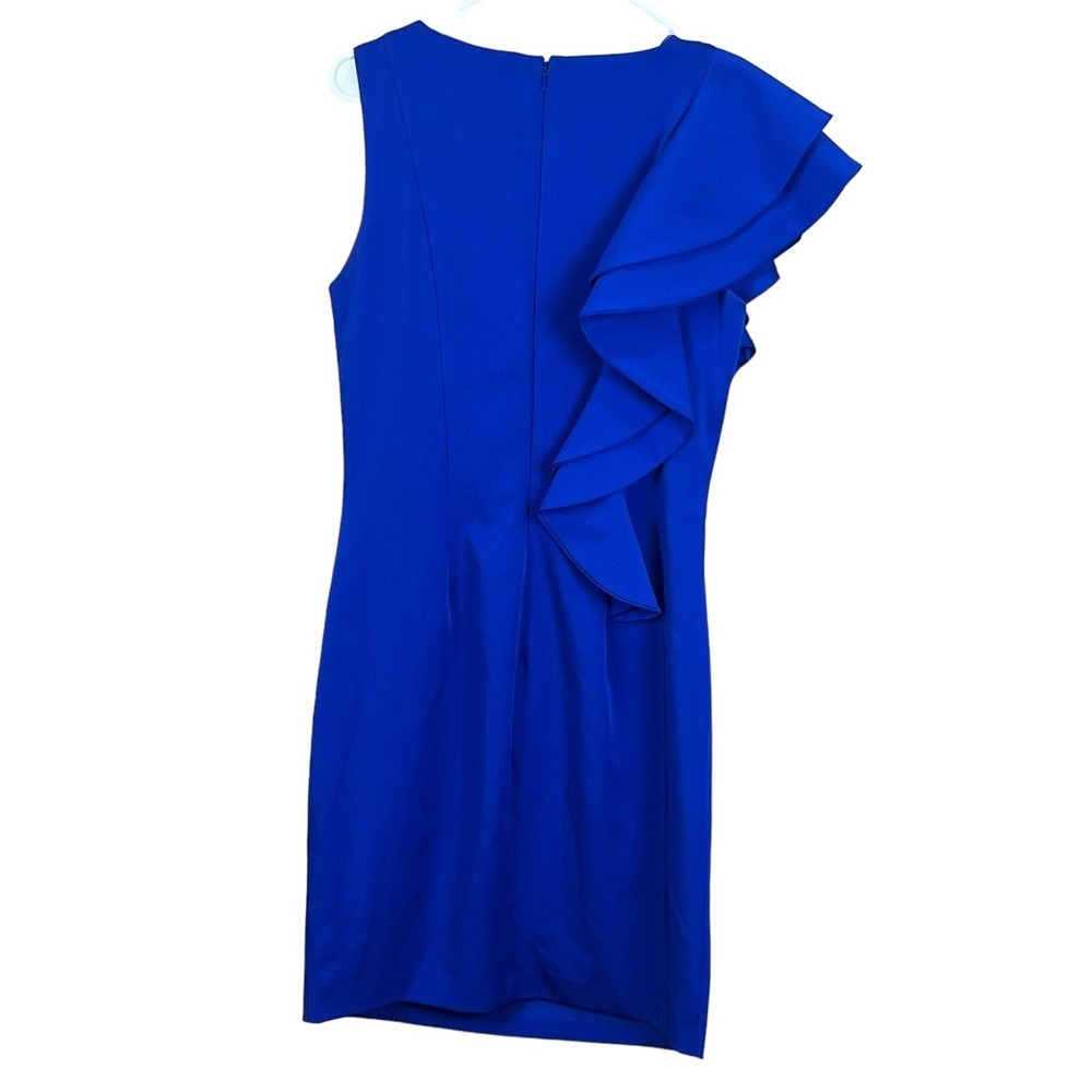 MAC DUGGAL Womens Ruffle Shoulder Dress In Royal Blue  Sz 8 - Picture 2 of 3